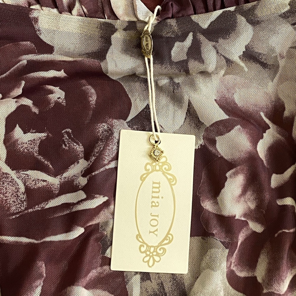 MIA JOY Bodycon Dress Womens M Stretchy Blooming Floral Drawstring Sides NWT - Picture 2 of 14